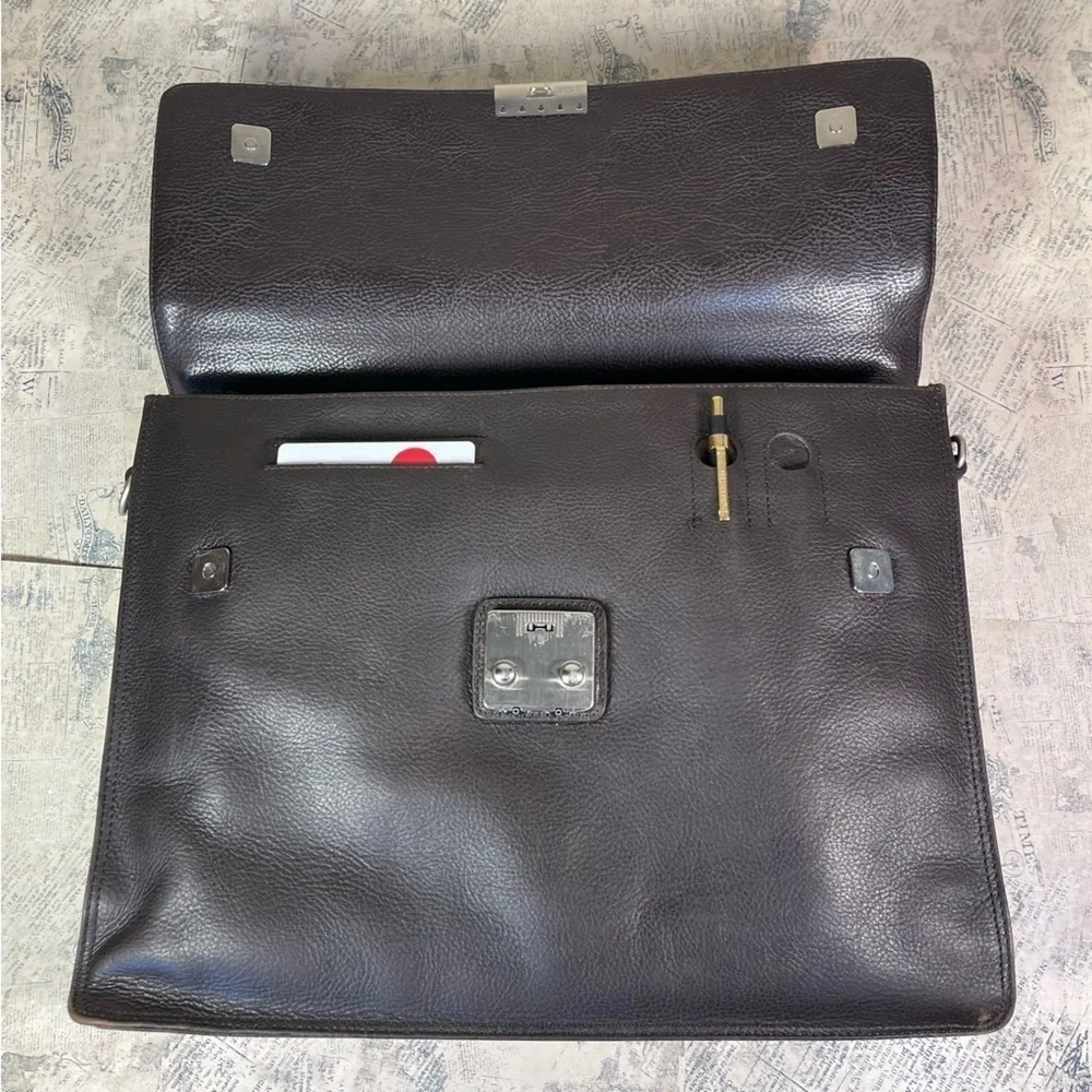 PICARD MEN'S LEATHER BRIEFCASE/LAPTOP BAG (BLACK)